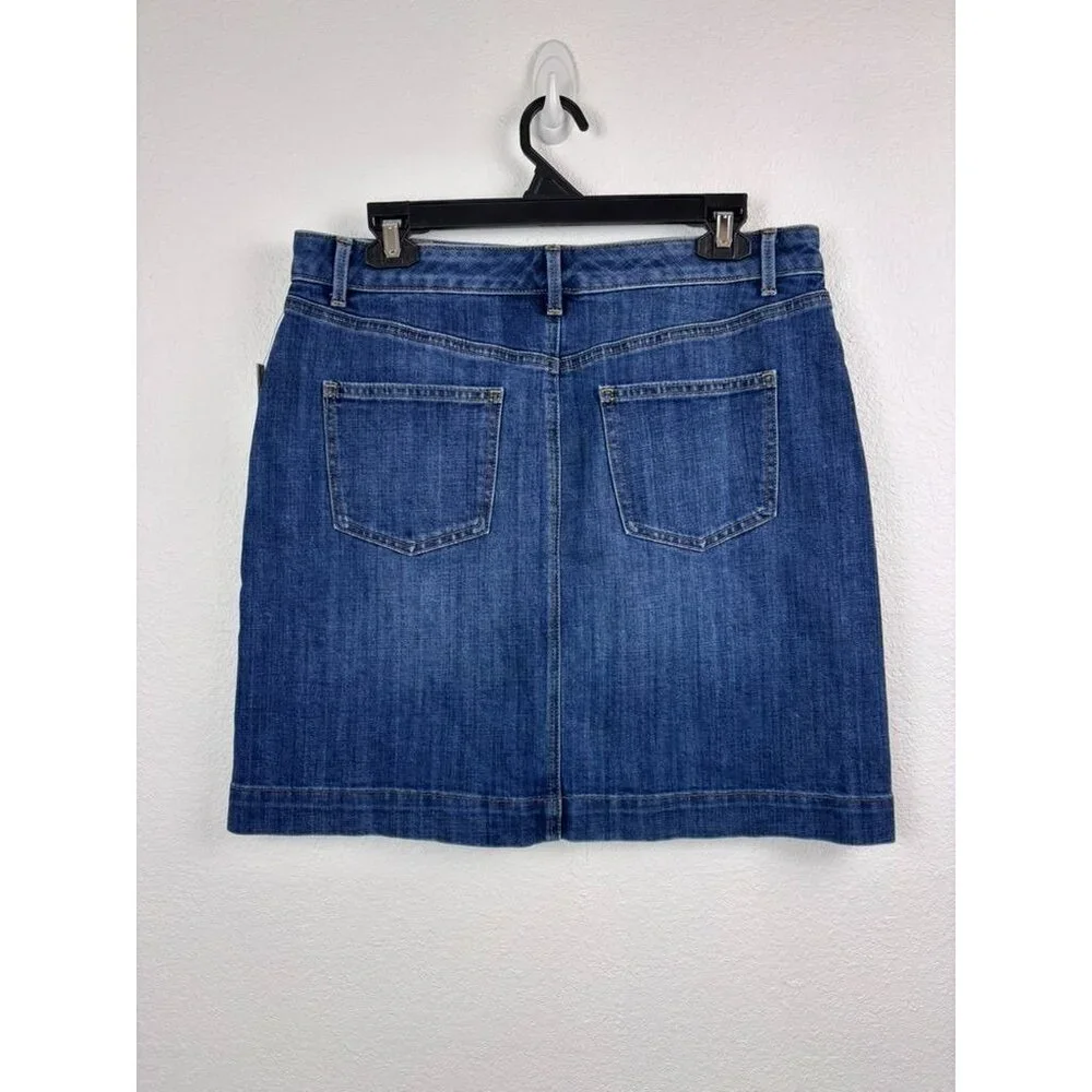 Talbots women's 8 medium wash denim a-line mini skirt NWT casual‎